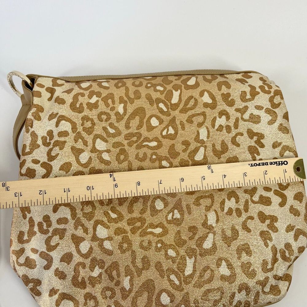 Liz Claiborne Shoulder Bag Size M Gold Animal Print Pink Lining Zipper Casual - Picture 5 of 11
